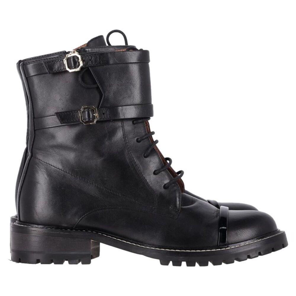 Malone Souliers Combat Boots in Black Leather